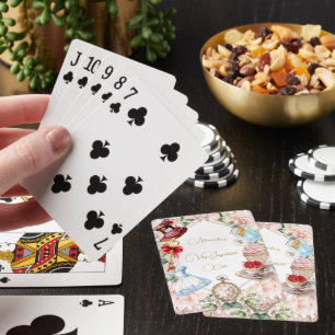 Alice in Wonderland Theme Blommigt Rosa Personal Casinokort
