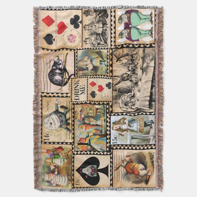 Alice in Wonderland Throw Filt (Framsidan Vertikal)