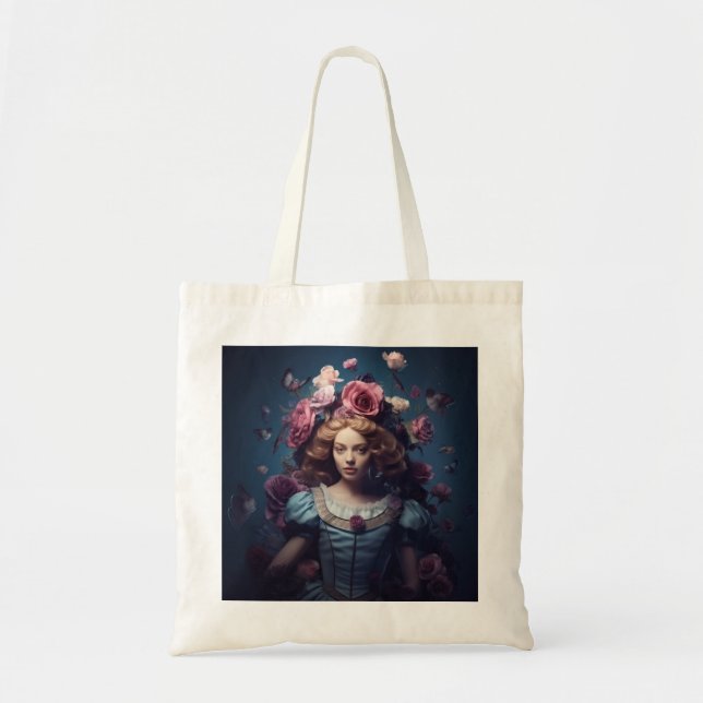 Alice In Wonderland Tote Bag Tygkasse (Framsidan)