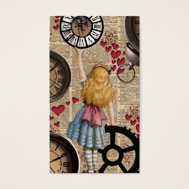 Alice In Wonderland Traveling in Time Visitkort (Framsidan)