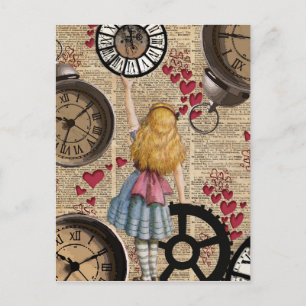 Alice In Wonderland Traveling in Time Vykort