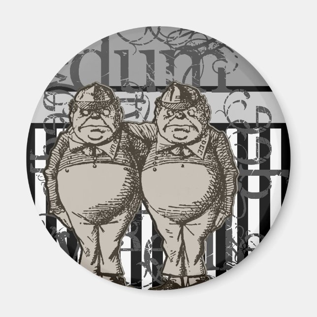Alice In Wonderland Tweedledum & Tweedledee Grunge Magnet (Framsidan)
