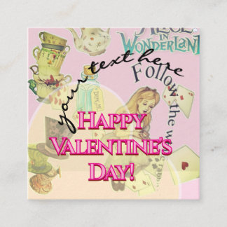 Alice in Wonderland Valentine's Day Cards Fyrkantigt Visitkort