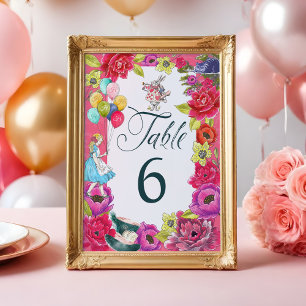 Alice In Wonderland Vibrant Blommigt Bordsnummer