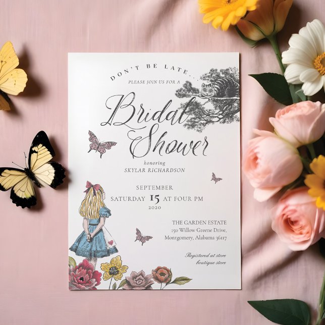 Alice In Wonderland Vintage Story Möhippa Inbjudningar (Alice In Wonderland Vintage Story Bridal Shower Invitation)