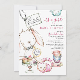 Alice in Wonderland White Rabbit Girl Shower Inbjudningar