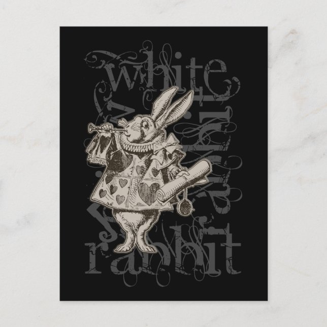 Alice In Wonderland White Rabbit Grunge (Single) Vykort (Framsida)
