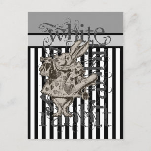 Alice in Wonderland White Rabbit Grunge Vykort