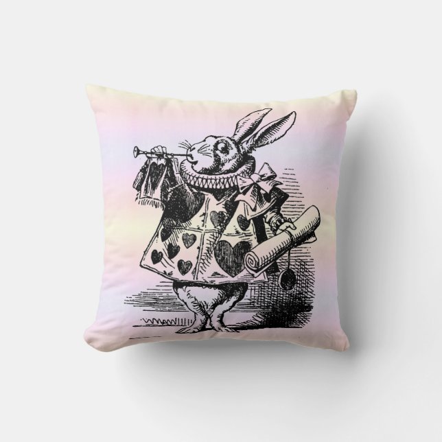Alice in Wonderland White Rabbit Kaninchen pastel Kudde (Framsida)