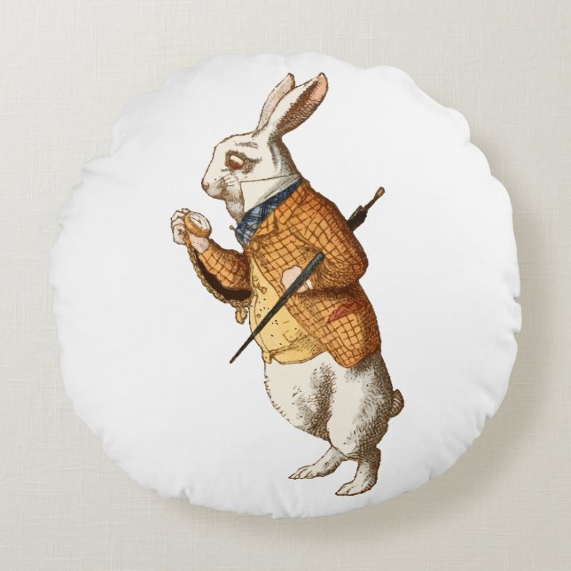   Alice in Wonderland - White Rabbit Rund Kudde (Framsidan)