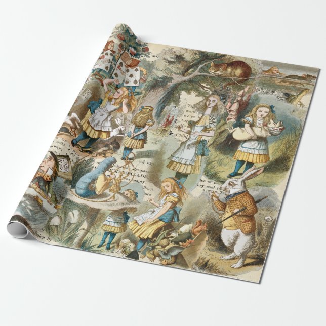 Alice In Wonderland Wrapping Papper Presentpapper (Utrullad)
