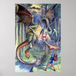 Alice & Jabberwocky Färgposter Poster