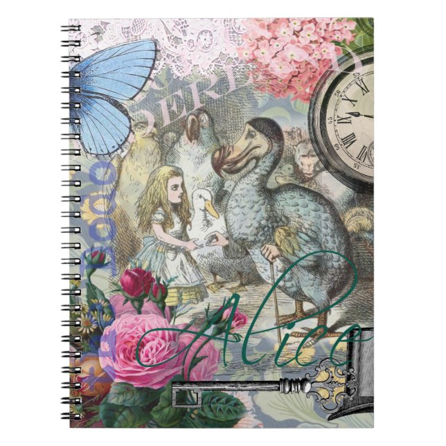 Alice Klassiska Underlandet Dodo Tenniel Konst Anteckningsbok (Framsidan)
