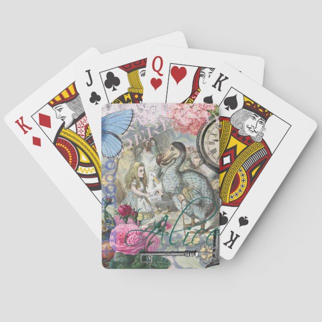 Alice Klassiska Underlandet Dodo Tenniel Konst Casinokort (Baksidan)