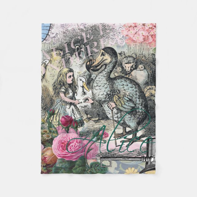 Alice Klassiska Underlandet Dodo Tenniel Konst Fleecefilt (Framsidan)