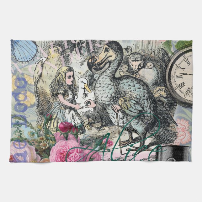 Alice Klassiska Underlandet Dodo Tenniel Konst Kökshandduk (Horisontell)