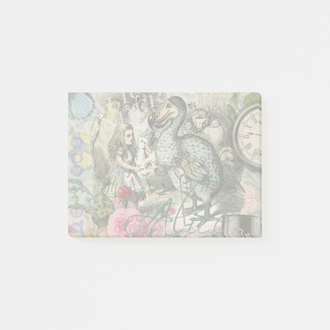 Alice Klassiska Underlandet Dodo Tenniel Konst Post-it Block (Framsida)