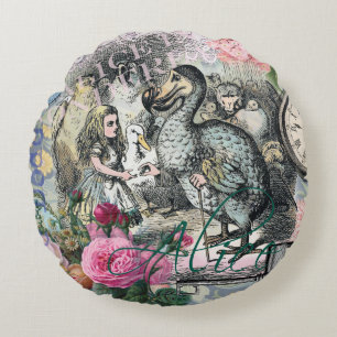 Alice Klassiska Underlandet Dodo Tenniel Konst Rund Kudde