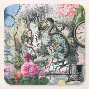 Alice Klassiska Underlandet Dodo Tenniel Konst Underlägg Papper Kvadrat