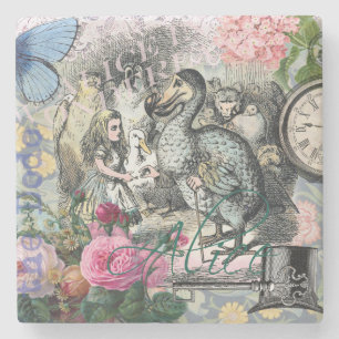 Alice Klassiska Underlandet Dodo Tenniel Konst Underlägg Sten