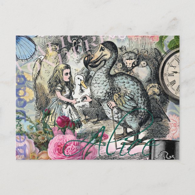 Alice Klassiska Underlandet Dodo Tenniel Konst Vykort (Framsida)