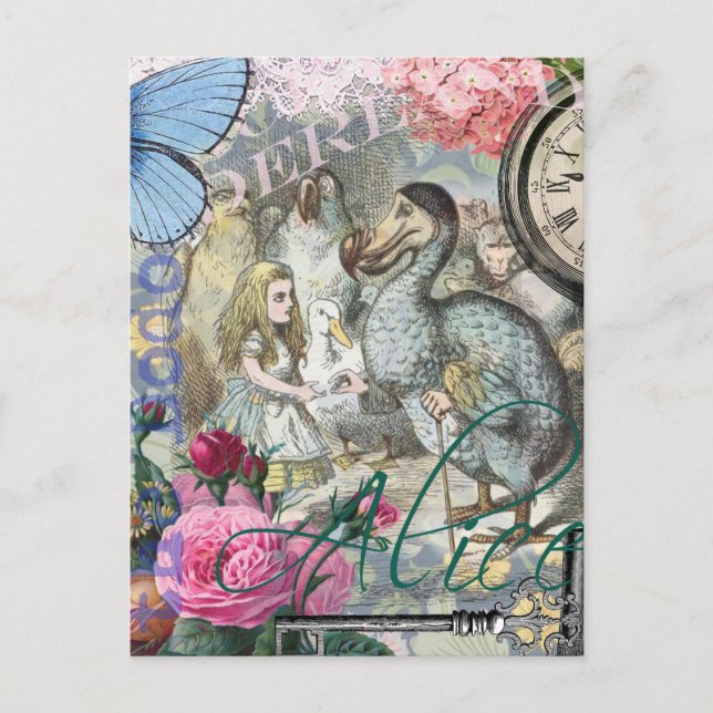 Alice Klassiska Underlandet Dodo Tenniel Konst Vykort (Framsida)