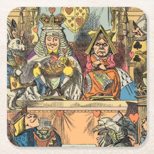 Alice Knave of Hearts rättegång Vintage Underlägg Papper Kvadrat