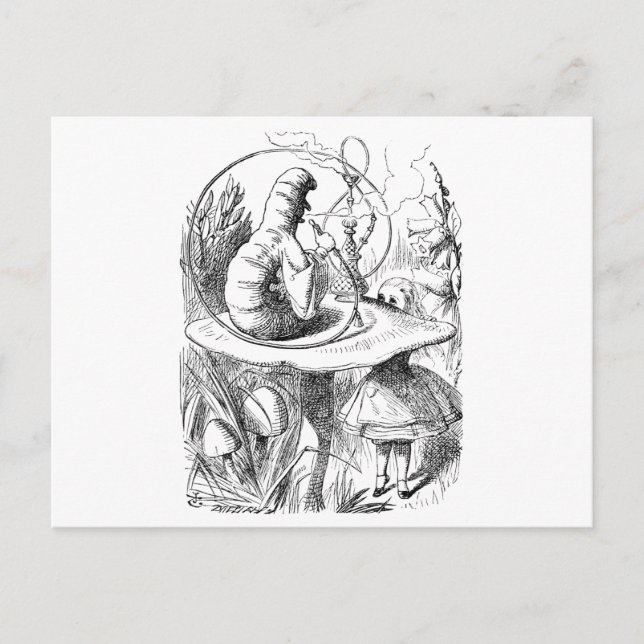 Alice konsulterar Caterpelaren Vykort (Framsida)