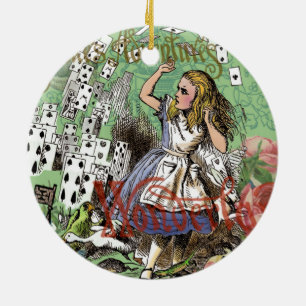 alice kort underland hattmakare kanin  julgransprydnad keramik