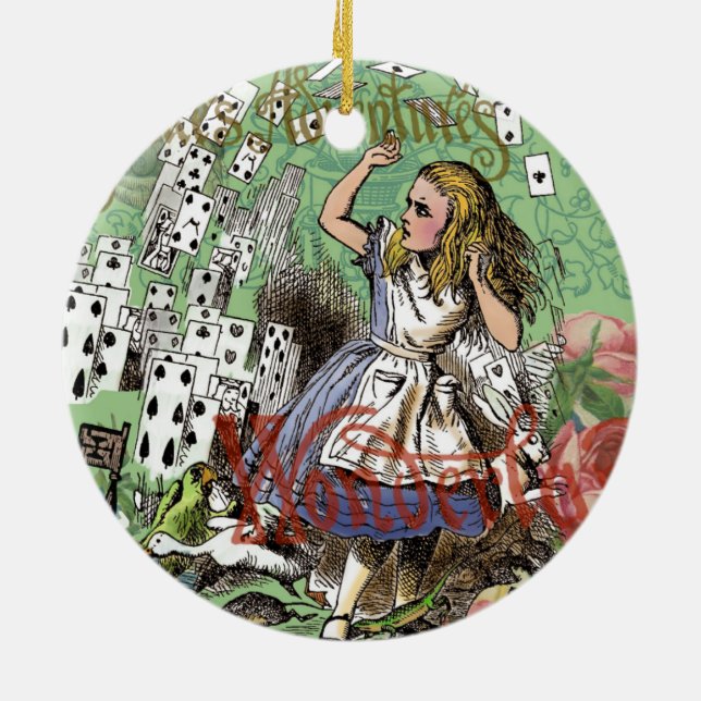 alice kort underland hattmakare kanin  julgransprydnad keramik (Baksidan)