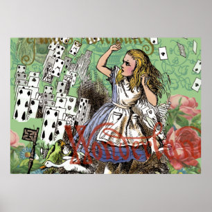 alice kort underland hattmakare kanin poster