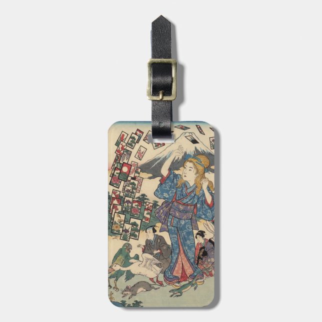Alice Lost in Japan | Ukiyo-e Floating Wonderland Bagagebricka (Vertikal Framsida)