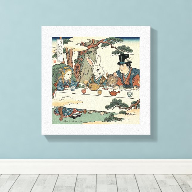 Alice Lost in Japan | Ukiyo-e Mad Tea Party Canvastryck (Insitu (trägolv))