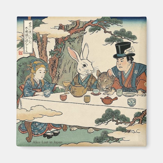 Alice Lost in Japan | Ukiyo-e Mad Tea Party Magnet (Framsidan)