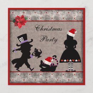 Alice, Mad Hatter och Cheshire Cat jul Party Inbjudningar