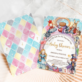 Alice Mad Hatter Queen of Hearts Baby Shower Inbjudningar