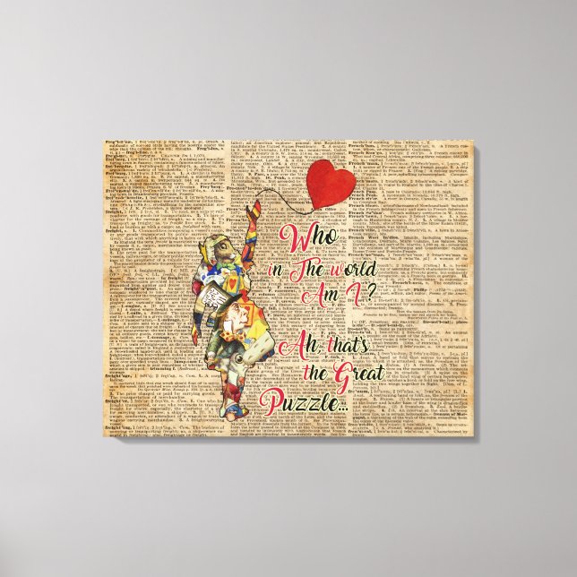 Alice,Mad Hatter&Rabbit Vintage Collage Quote Canvastryck (Framsida)