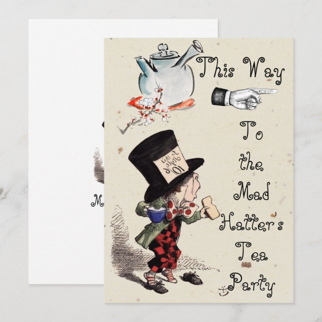 Alice - Mad Hatter Tea Party 1865 Anteckningskort (Fram/baksida)