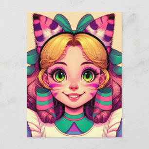 Alice med Cheshire Cat Öron Vykort