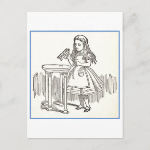 Alice med "Drink Me" Flaska Illustration Vykort