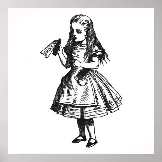 Alice med "Drink Me" Flaska Poster (Framsidan)