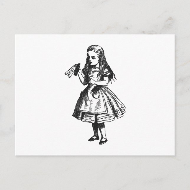 Alice med "Drink Me" Flaska Vykort (Framsida)