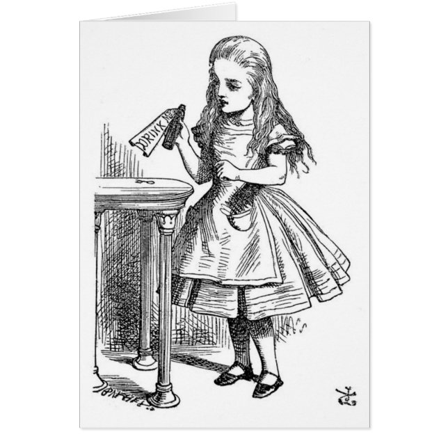 Alice med "drinken mig" flaska OBS kort (Framsidan)