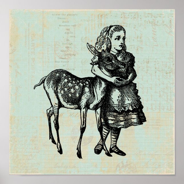 Alice med Fawn Alice i Wonderland Art Poster (Framsidan)