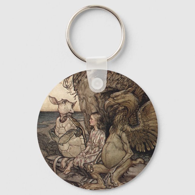 Alice med Griffin och Mock Turtle Nyckelring (Framsida)