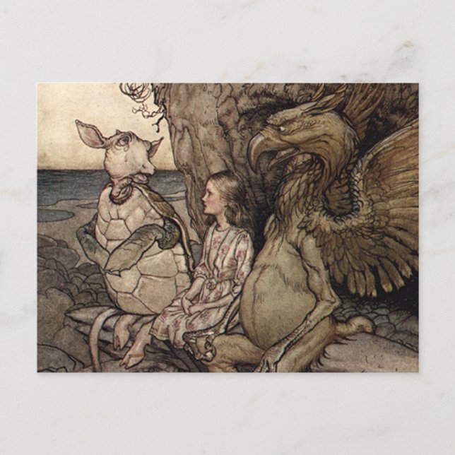 Alice med Griffin och Mock Turtle Vykort (Framsida)