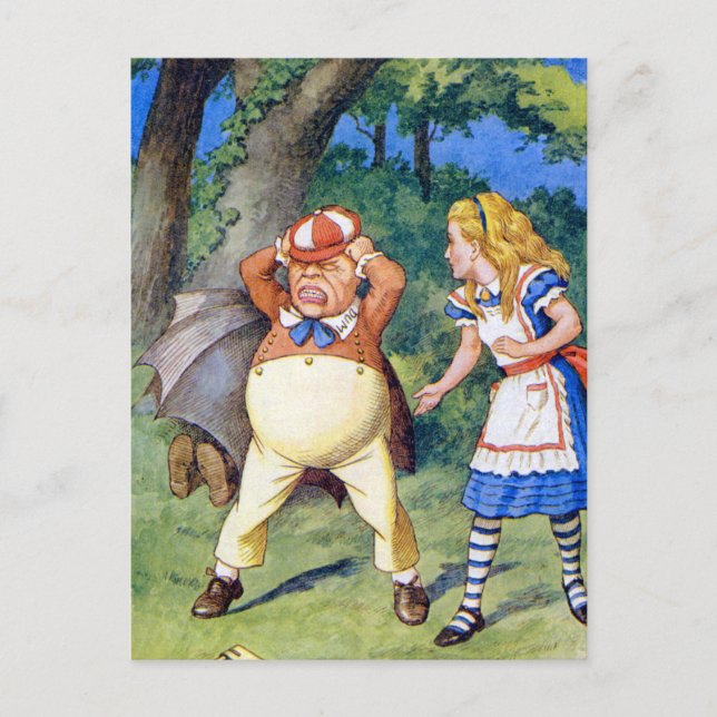 Alice Meets Tweedledee i Wonderland Vykort (Framsida)
