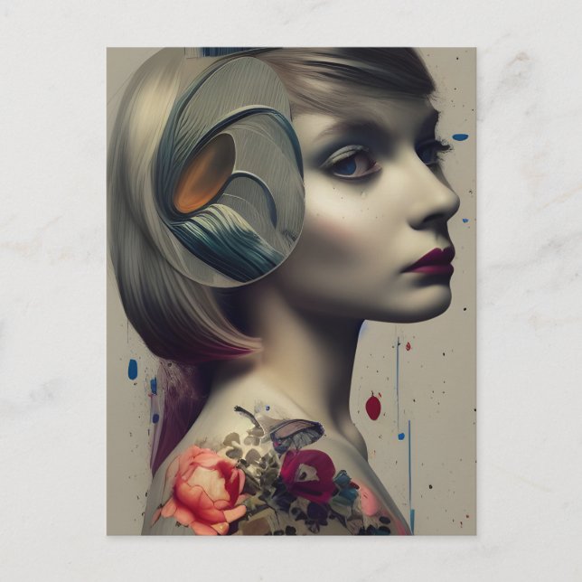 Alice Mixed Media Vykort (Framsida)