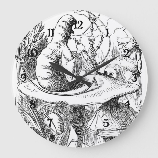 Alice möter Caterpillar - Alice i underland Stor Klocka (Framsida)