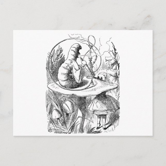 Alice möter Caterpillar - Alice i underland Vykort (Framsida)